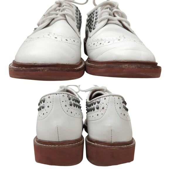POUR LA VICTOIRE Mayah lace up oxfords wingtips white leather brogues shoes 7.5 - Picture 4 of 11